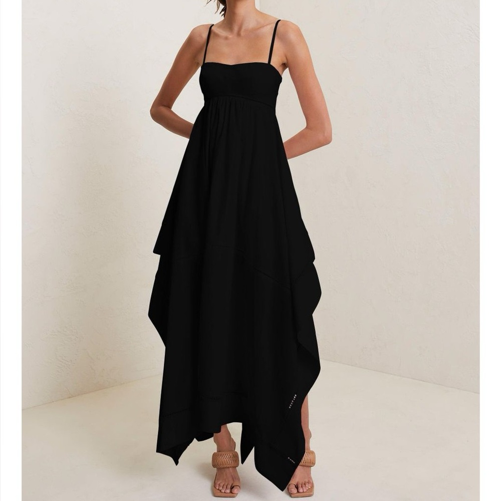 A.L.C. Blanca Cotton Black Asymmetrical Dress
